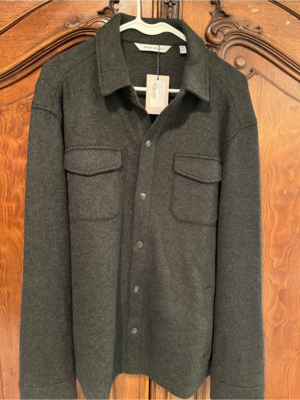 Peter Millar Crown Flex Merino Shirt Jacket Size Medium Dark Olive MF25Z21 NWT